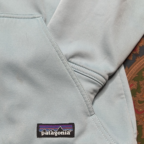 Patagonia full zip up light weight fleece lined hoodie jacket Ice blue size Smal - Picture 5 of 7